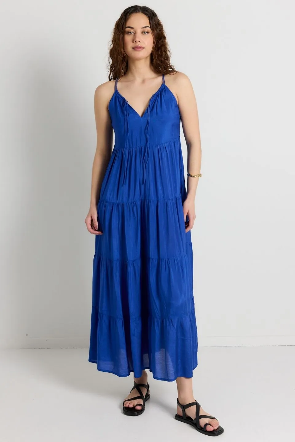 Affair Royal Blue Strappy Tiered Maxi Dress