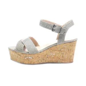 Alesya Wedge Sandals Fabric Silver Colour For Women