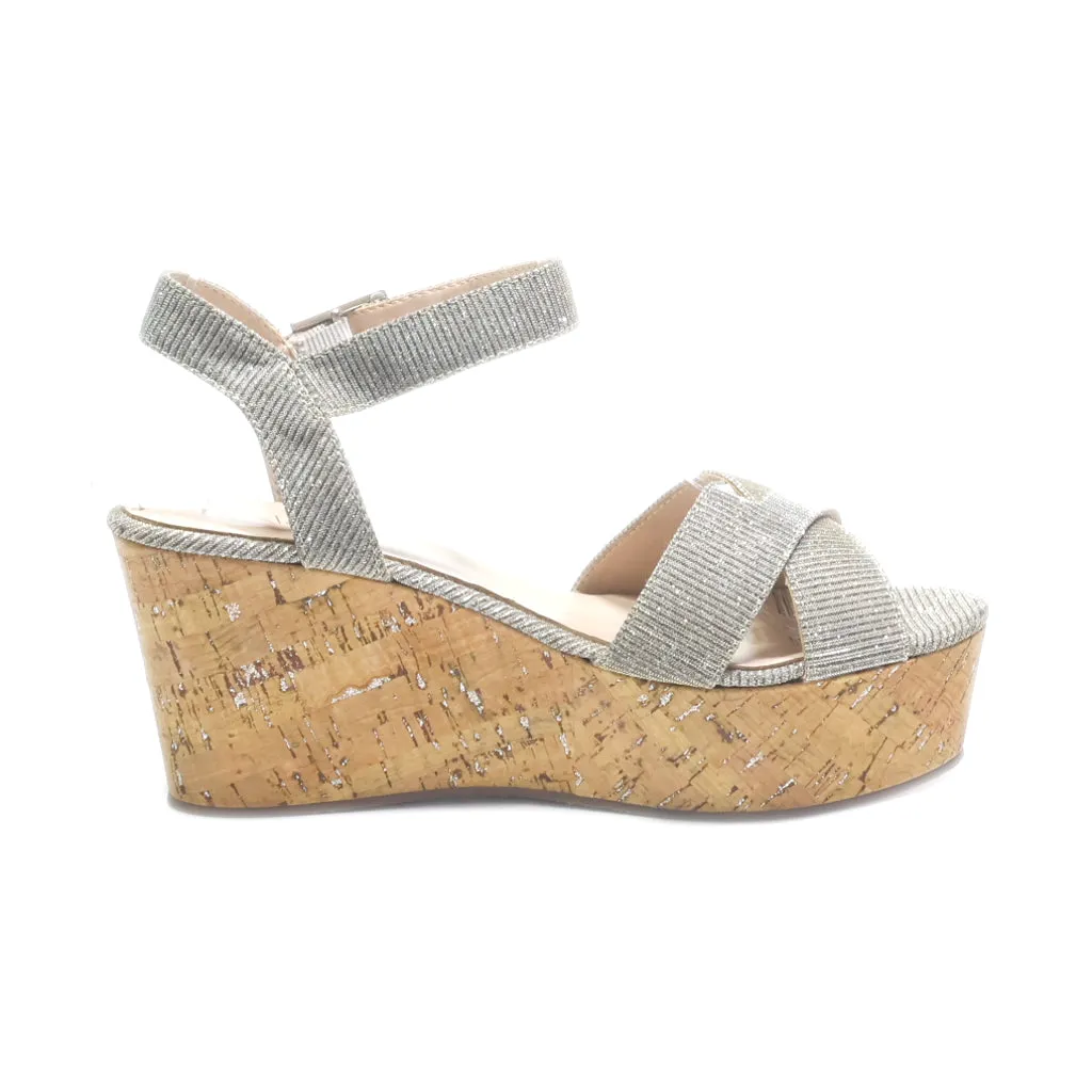 Alesya Wedge Sandals Fabric Silver Colour For Women