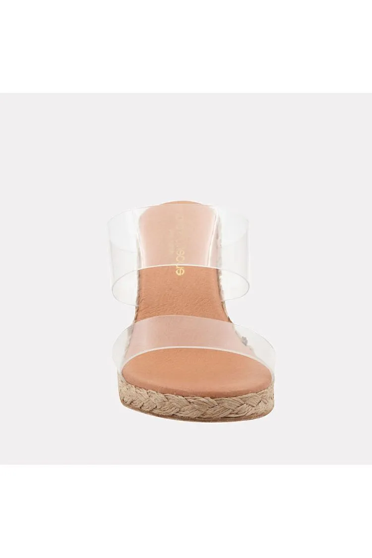 André Assous Anfisa Clear Vinyl Double Band Slide Wedge Espadrilles | Clear