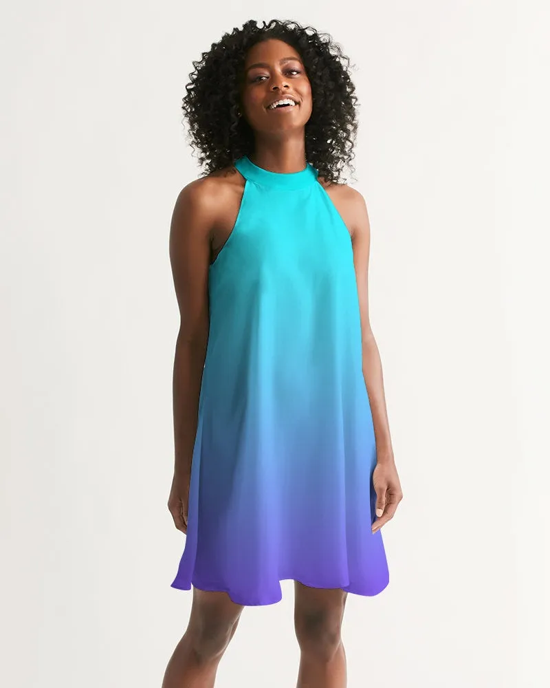 Bahama Blue Ombre Halter Dress