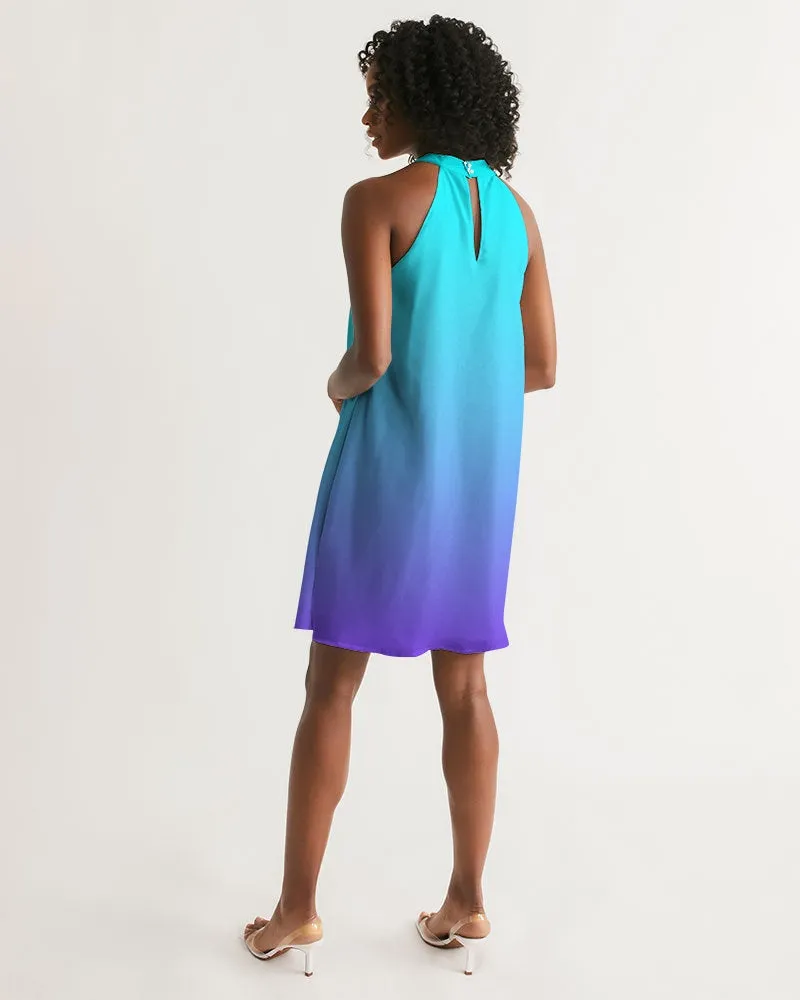 Bahama Blue Ombre Halter Dress