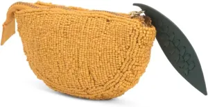 Beaded Lemon Coin Purse with Leaf Detail, Lime Coin Purse, Zipper Small Pouch