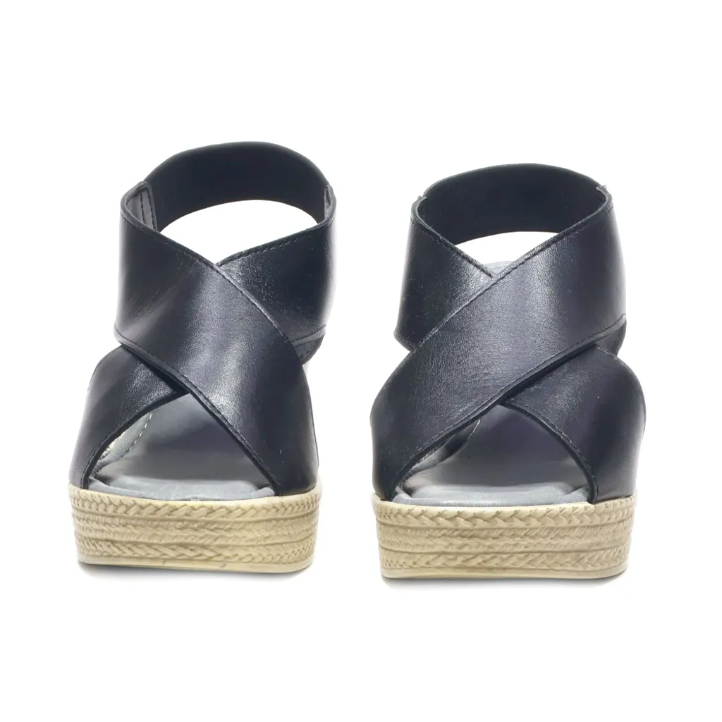 Bella Vita Wedge Sandals Leather Black Colour For Women