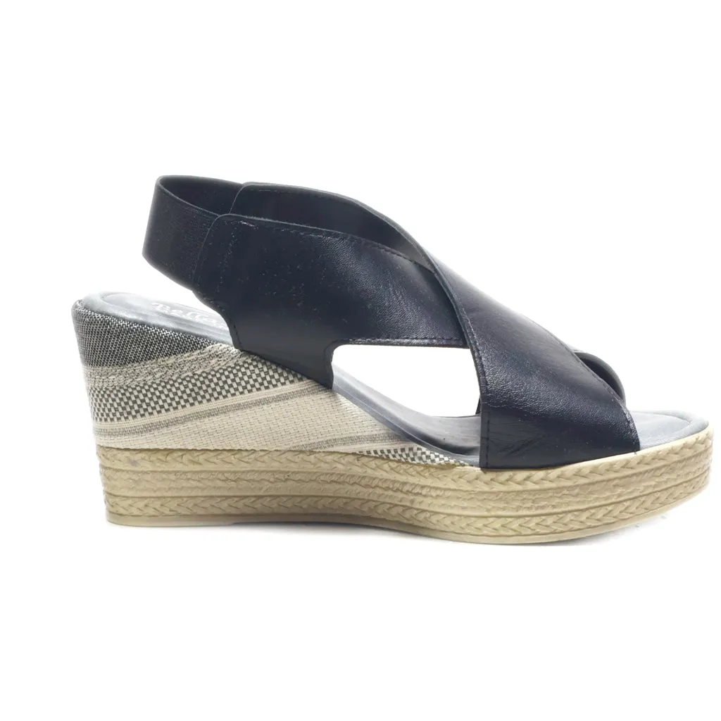 Bella Vita Wedge Sandals Leather Black Colour For Women