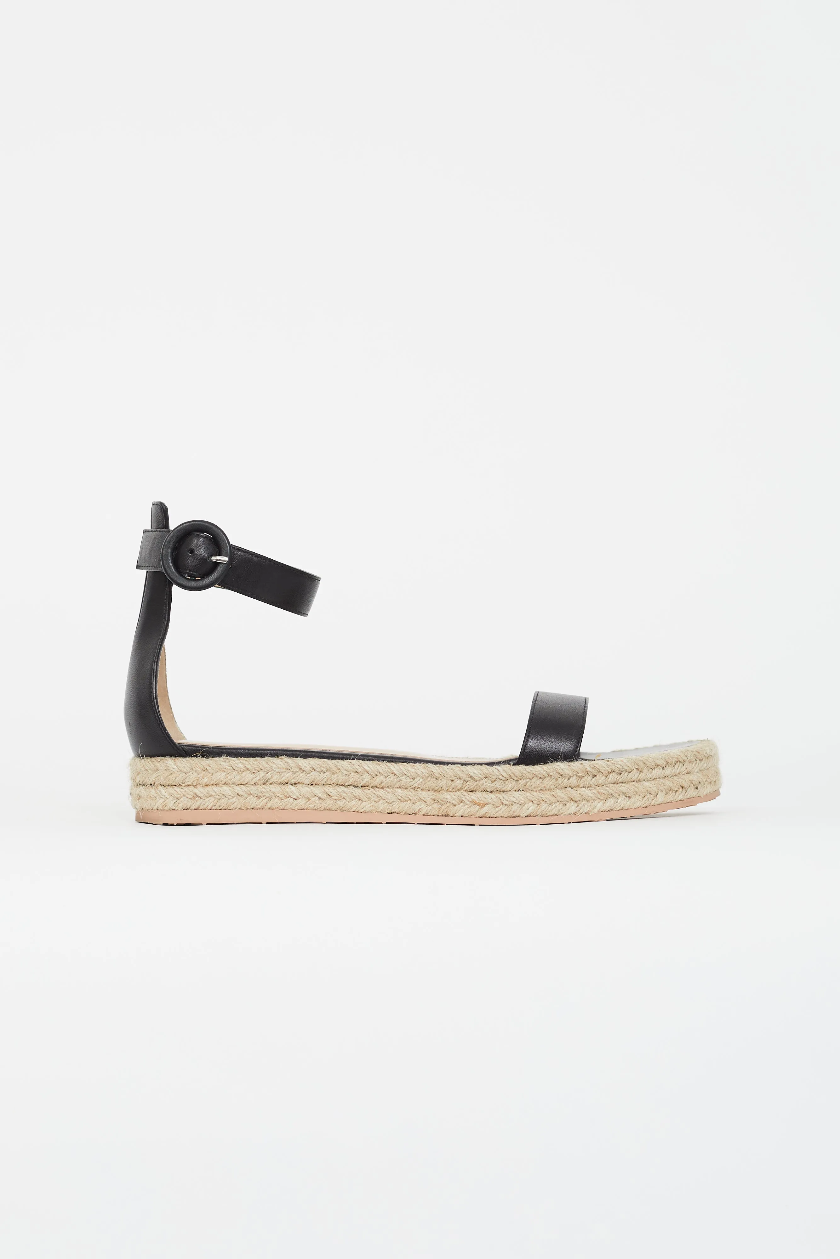 Black Leather Portofino Espadrille Sandal