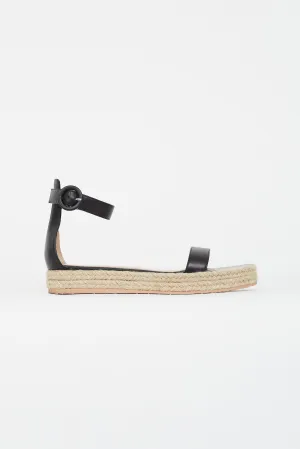 Black Leather Portofino Espadrille Sandal