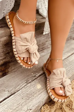 Bow Knot Decor Suede Espadrille Slide Sandals