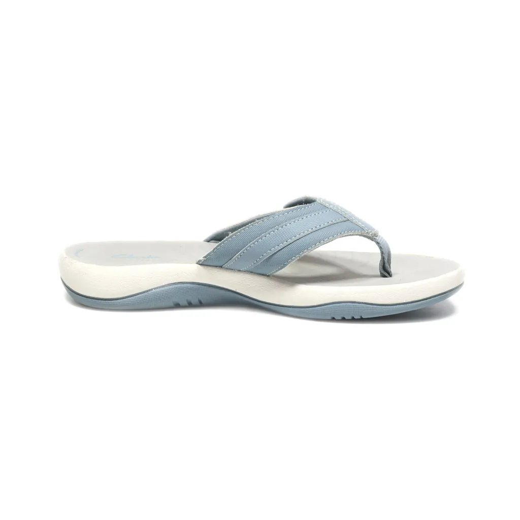 Clarks Cloudsteppers Flip Flops Leather Blue Colour For Women