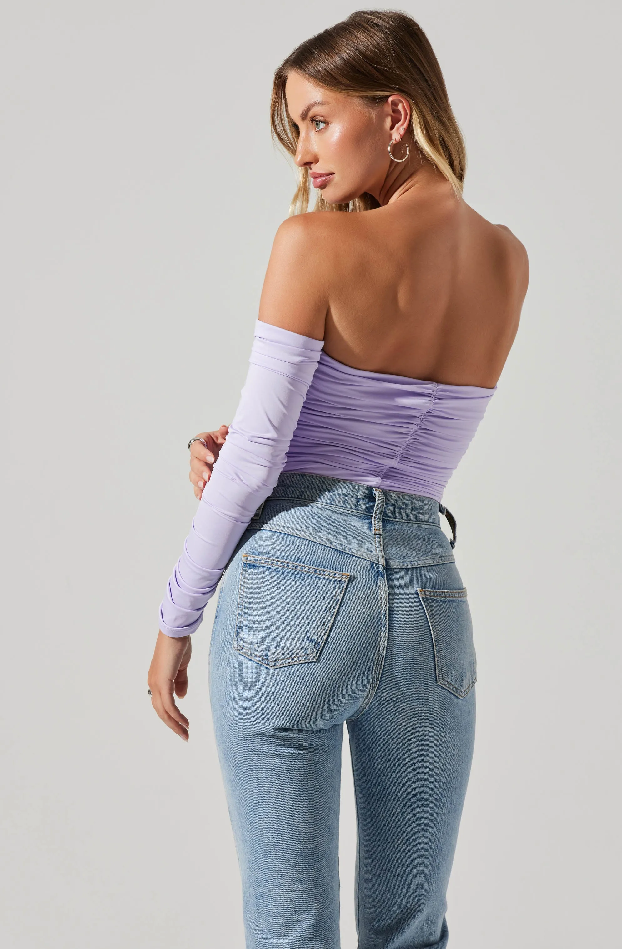 Evianna Off Shoulder Ruched Bodysuit