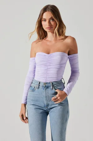 Evianna Off Shoulder Ruched Bodysuit
