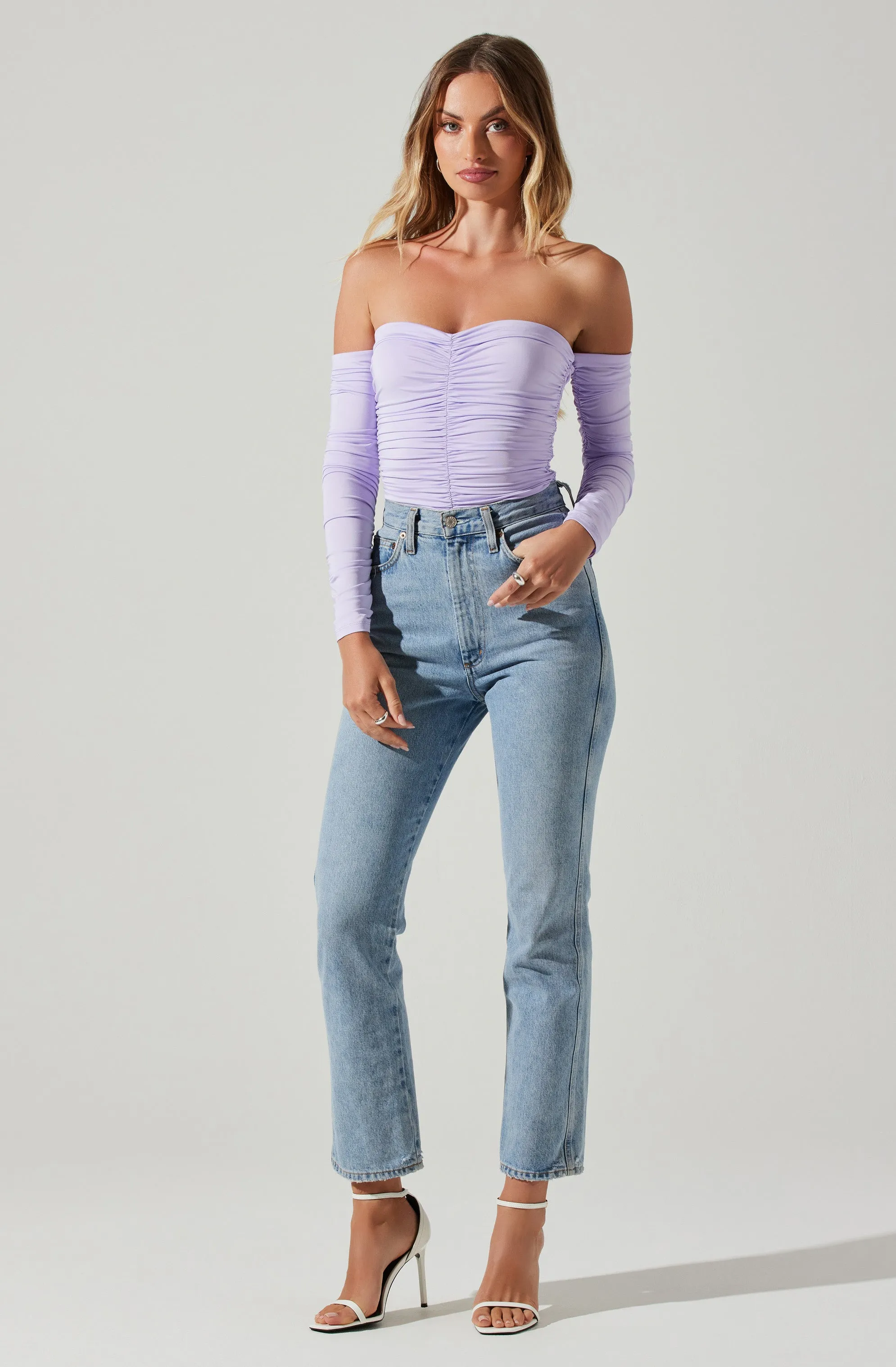 Evianna Off Shoulder Ruched Bodysuit