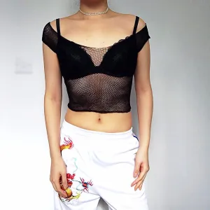 FISHNET OFF SHOULDER  MESH TOP