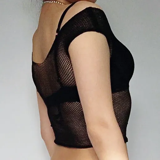 FISHNET OFF SHOULDER  MESH TOP