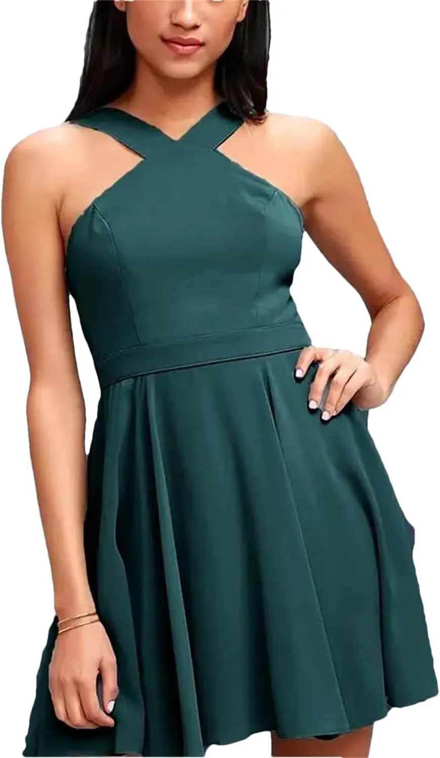 Fjnbbiot Women Sleeveless Backless Sexy Mini Dress Summer Party Back Zipper Solid Shift Dresses