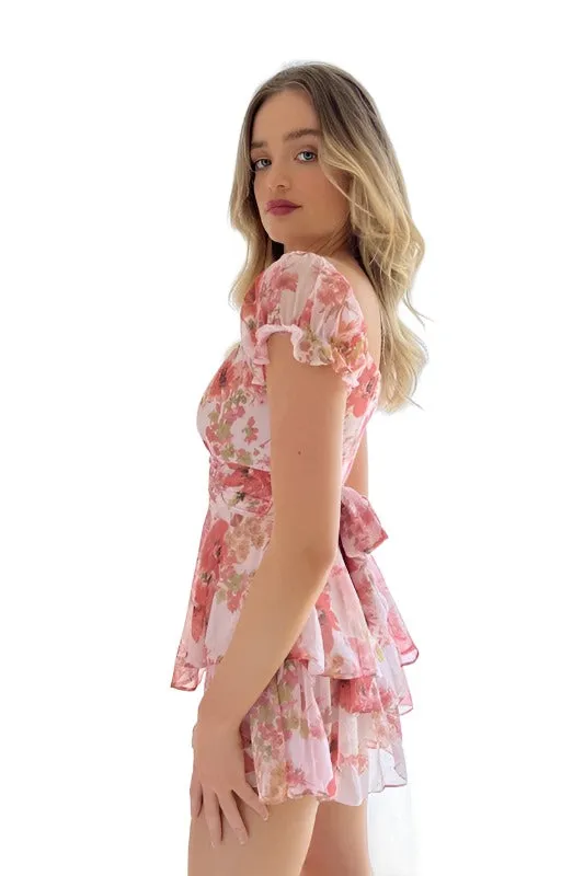 Floral Ruffle Tiered Romper