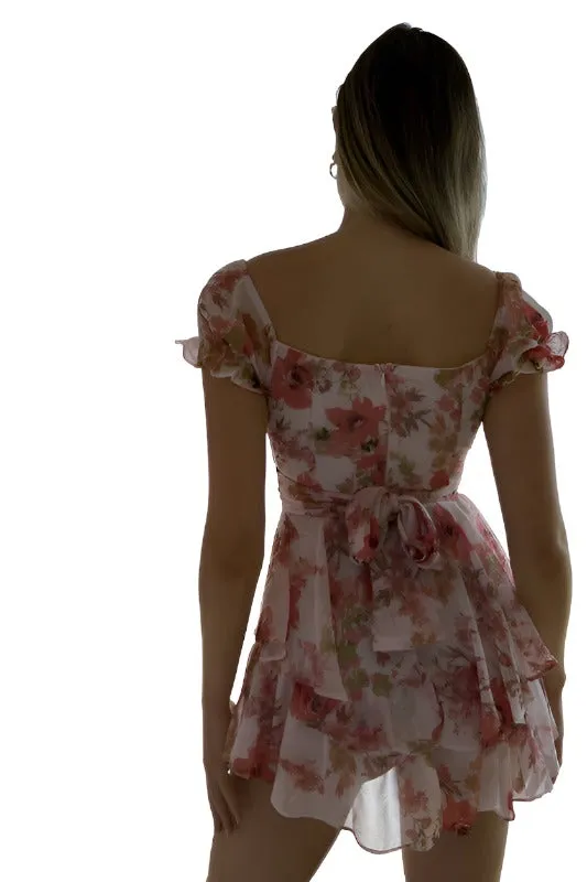 Floral Ruffle Tiered Romper