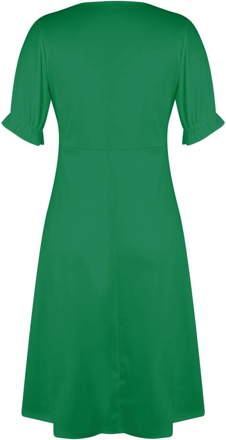 Formal Dresses for Women Curvy Summer Wrap Boho Maxi Dress V Neck Short Sleeve Hem Split Beach Prom Dresses 2025