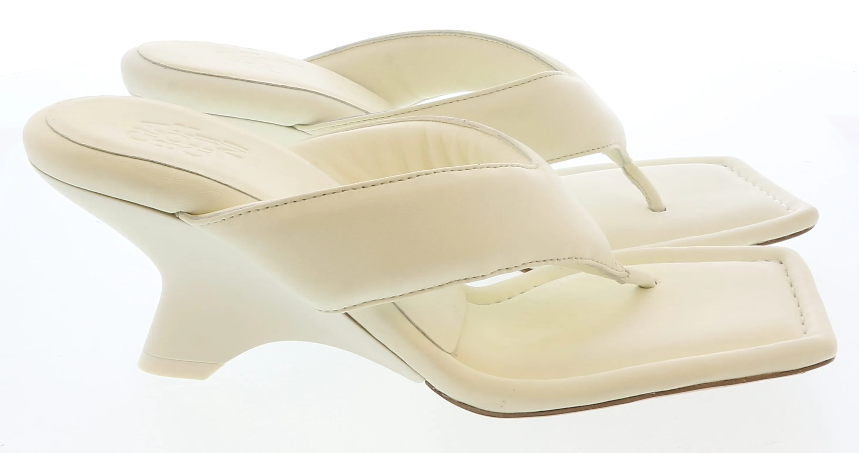 Gia Borghini Ivory Thonge Mule with Wedge 9