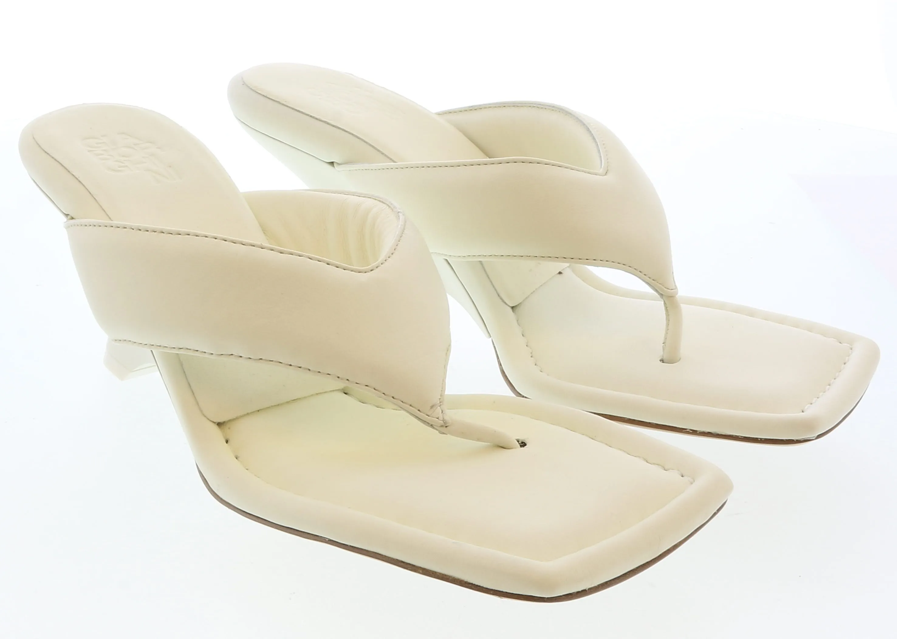 Gia Borghini Ivory Thonge Mule with Wedge 9