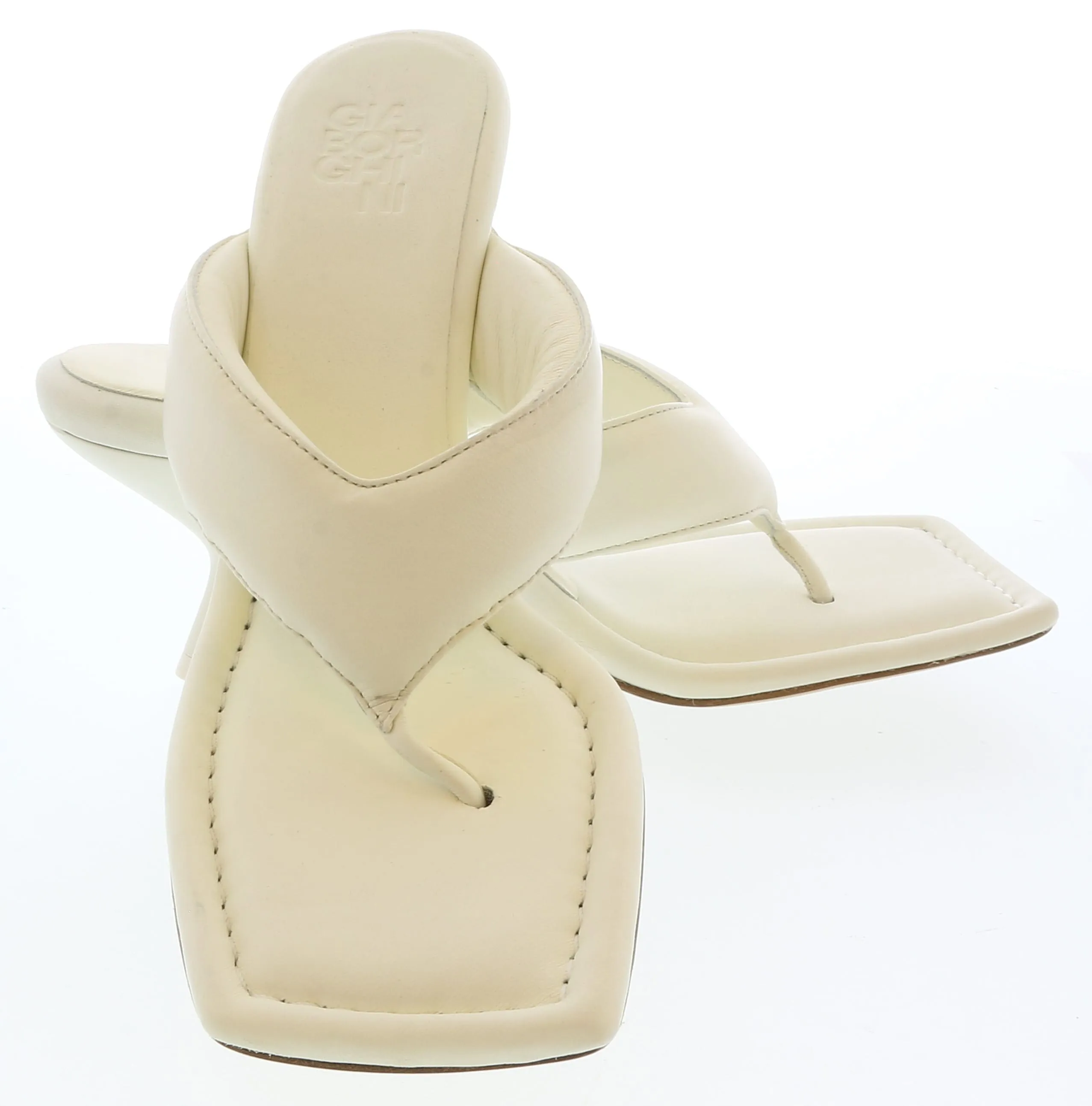 Gia Borghini Ivory Thonge Mule with Wedge 9