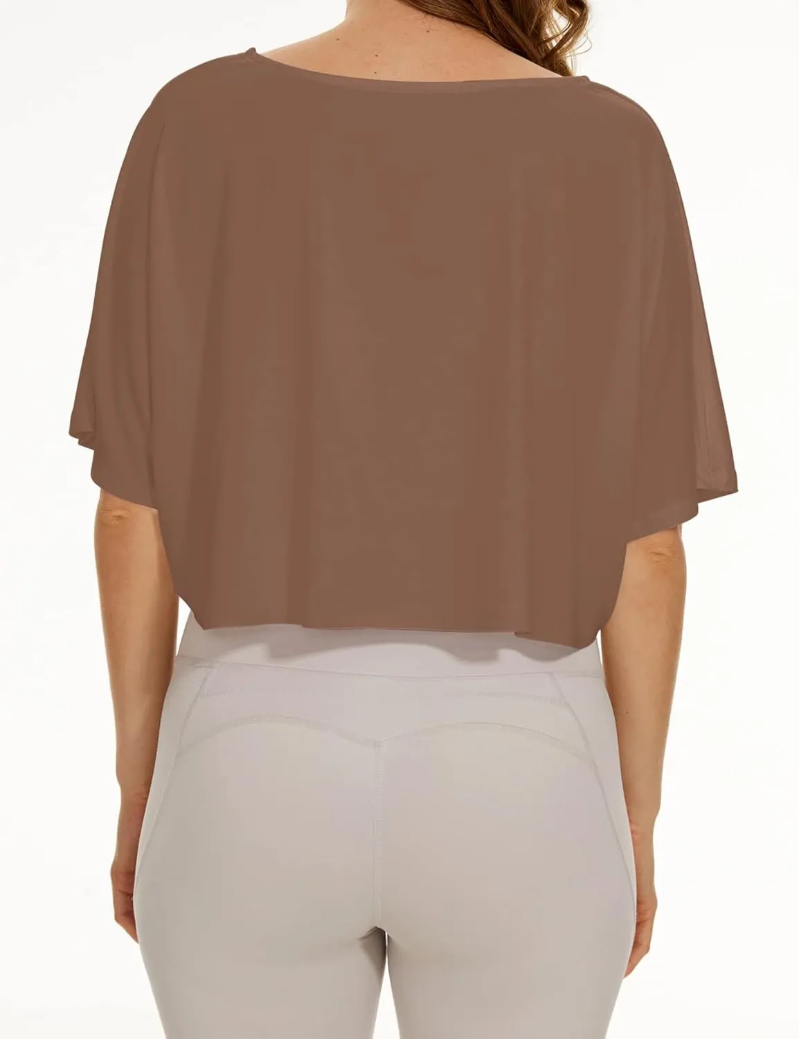 KAMISSY Women’s Casual Loose Half Sleeve Crop Tee Shirt Top Oversized Off Shoulder Yoga Running Stretchy Workout Crop T-Shirt