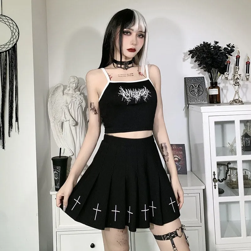 Kawaii Black Crop Tops