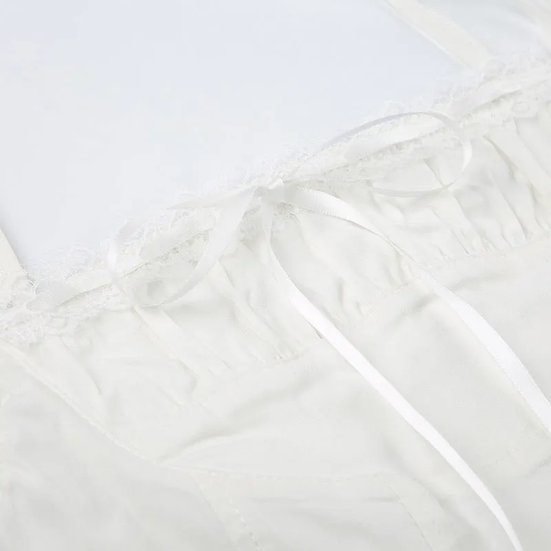 Lace Trim Corset-Style Halter Top