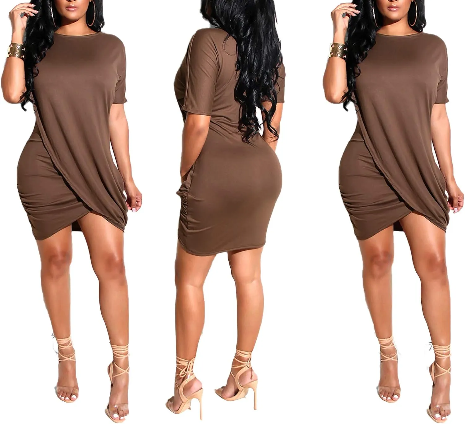 LKOUS Women's Summer Elegant Bowknot Sleeveless Ruffle Bodycon Midi Dress Plus Size S-3XL