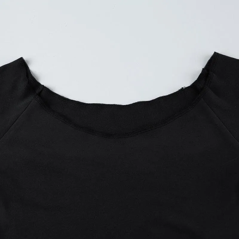 Long sleeve off shoulder solid top