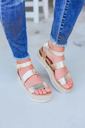 On The Town Espadrille Sandals - Gold