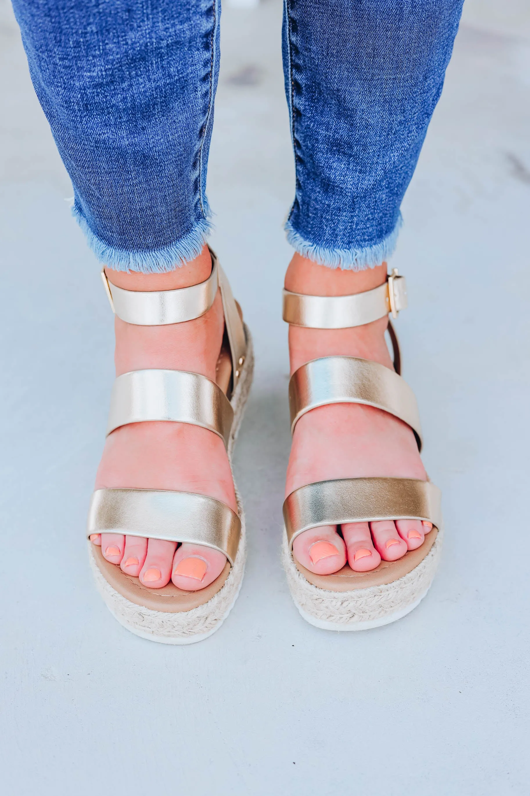 On The Town Espadrille Sandals - Gold