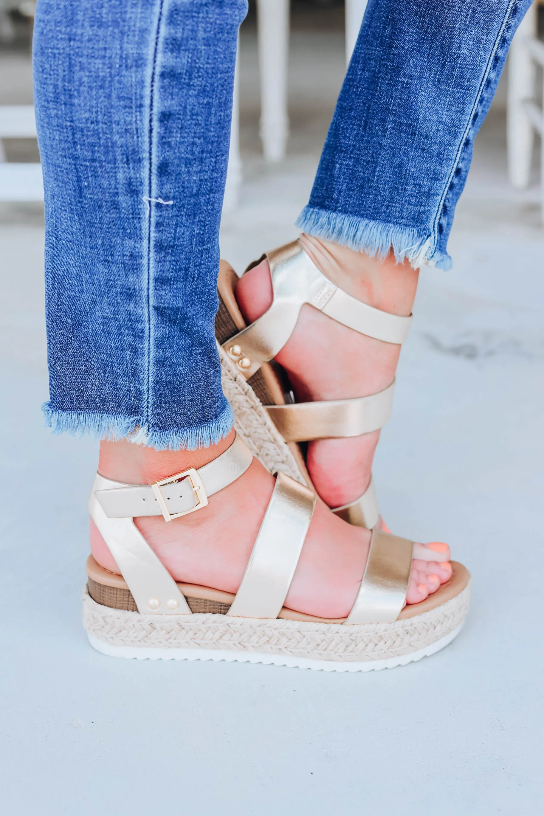 On The Town Espadrille Sandals - Gold