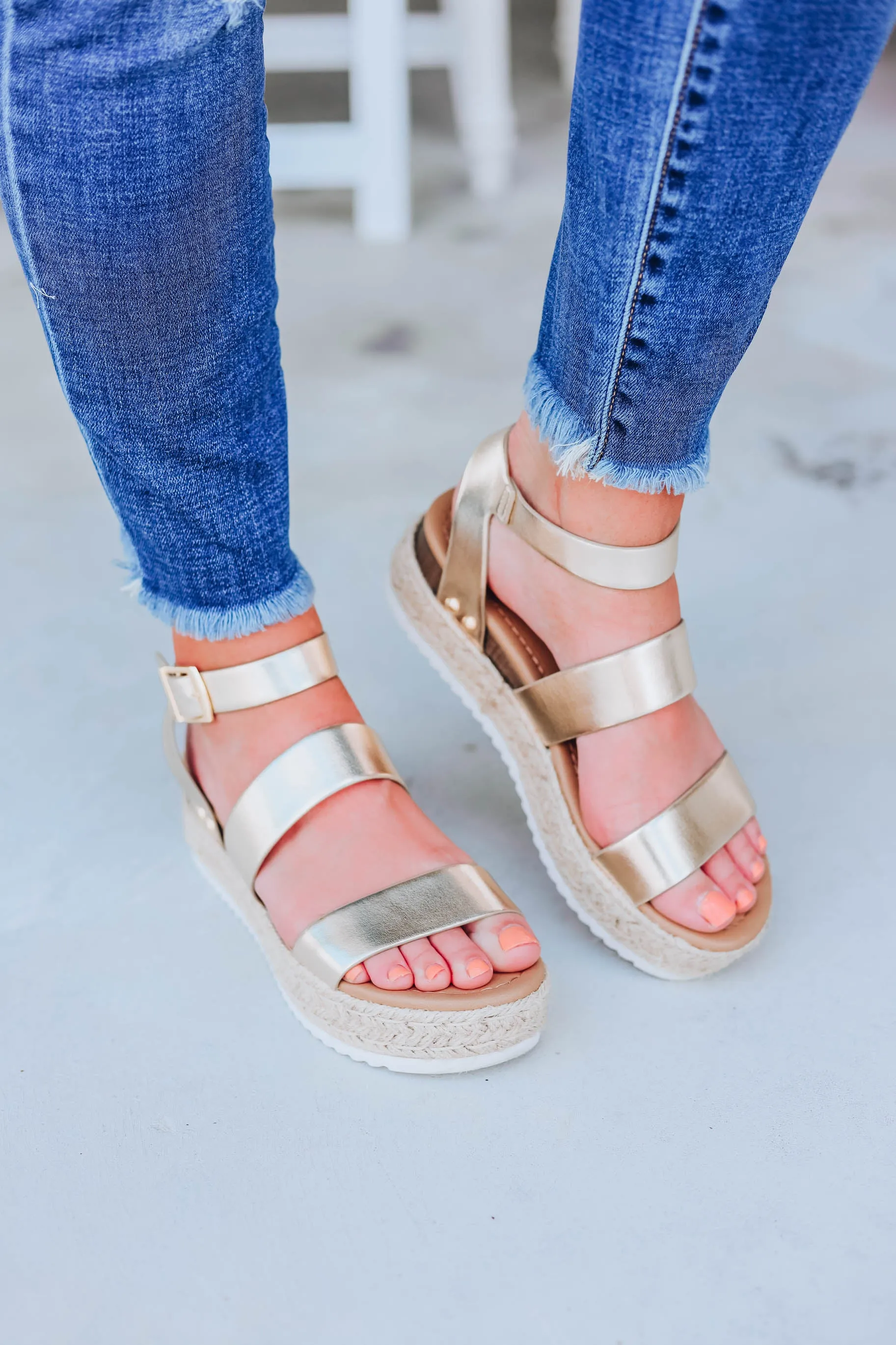 On The Town Espadrille Sandals - Gold
