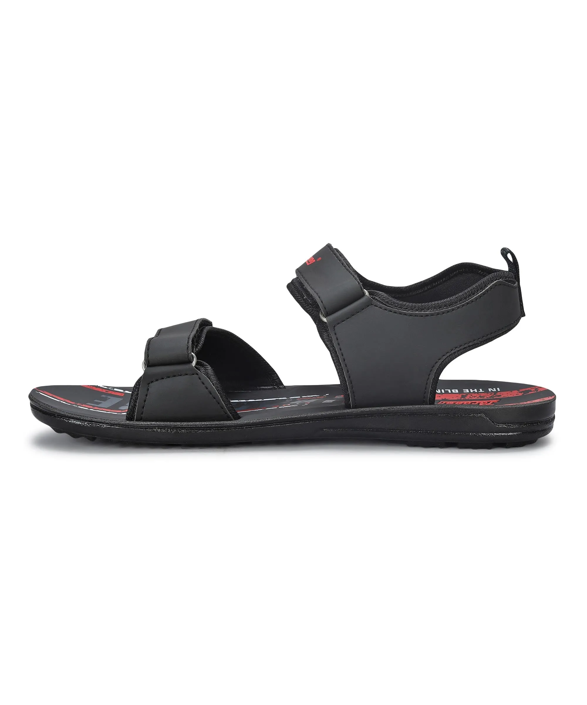 Paragon Men's Stylish Lightweight & Durable Black Velcro Dailywear Sandals