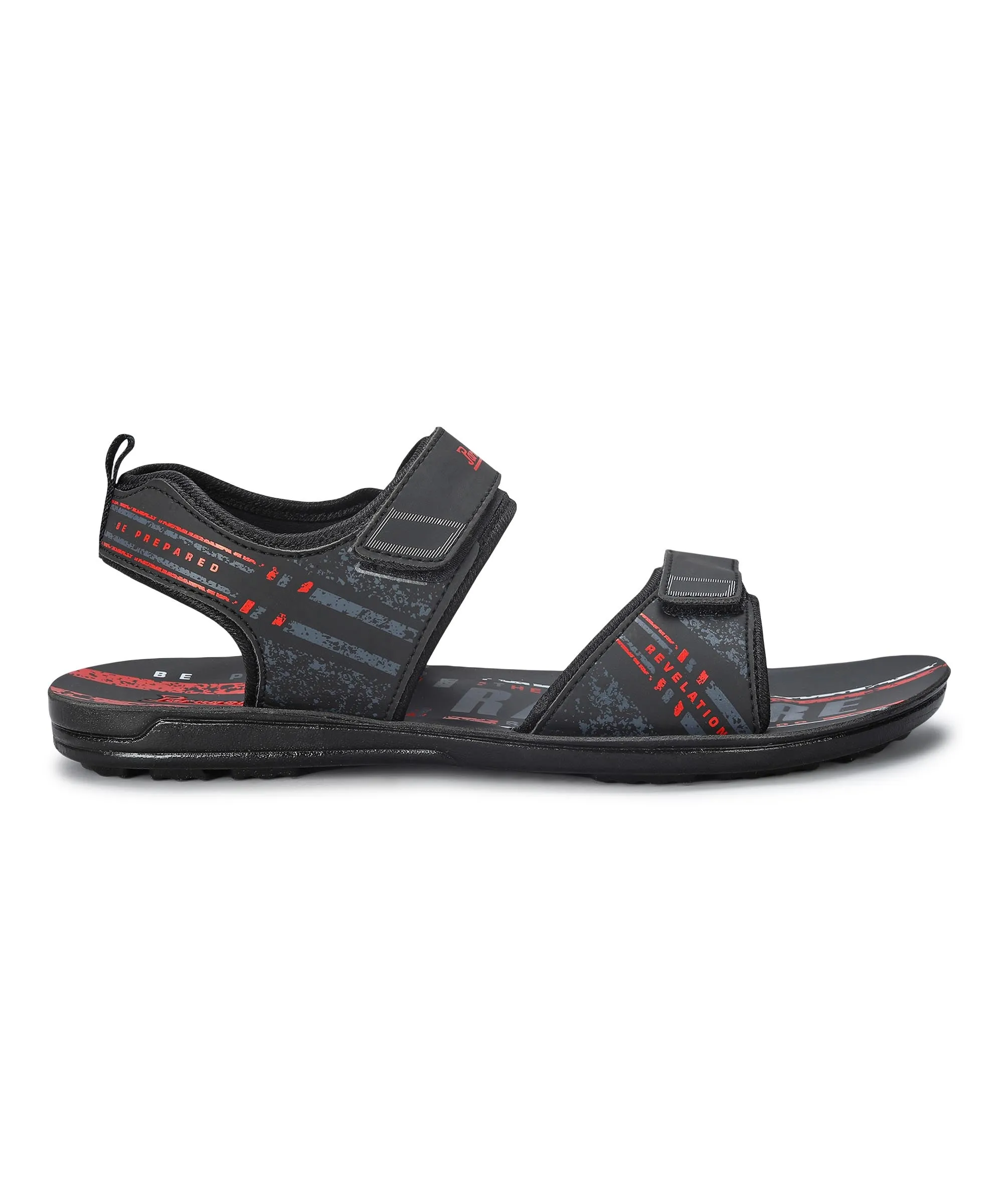 Paragon Men's Stylish Lightweight & Durable Black Velcro Dailywear Sandals