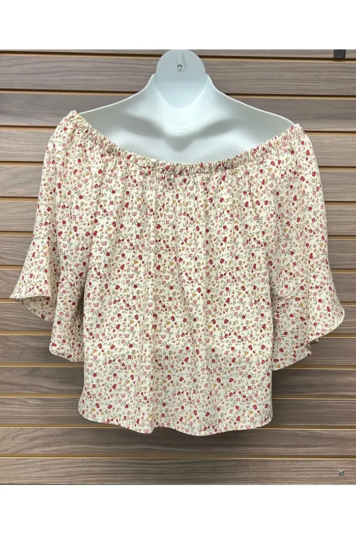 Plus Floral Off Shoulder Blouse