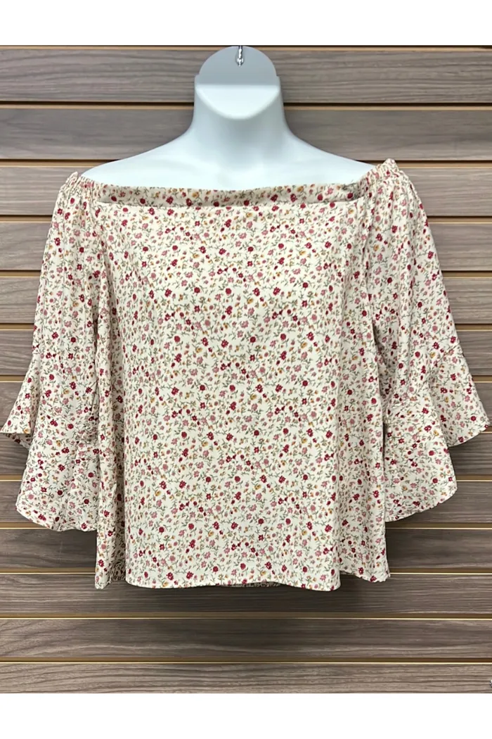 Plus Floral Off Shoulder Blouse