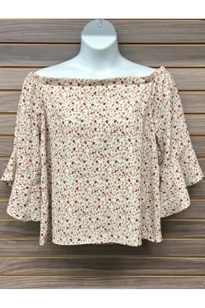 Plus Floral Off Shoulder Blouse
