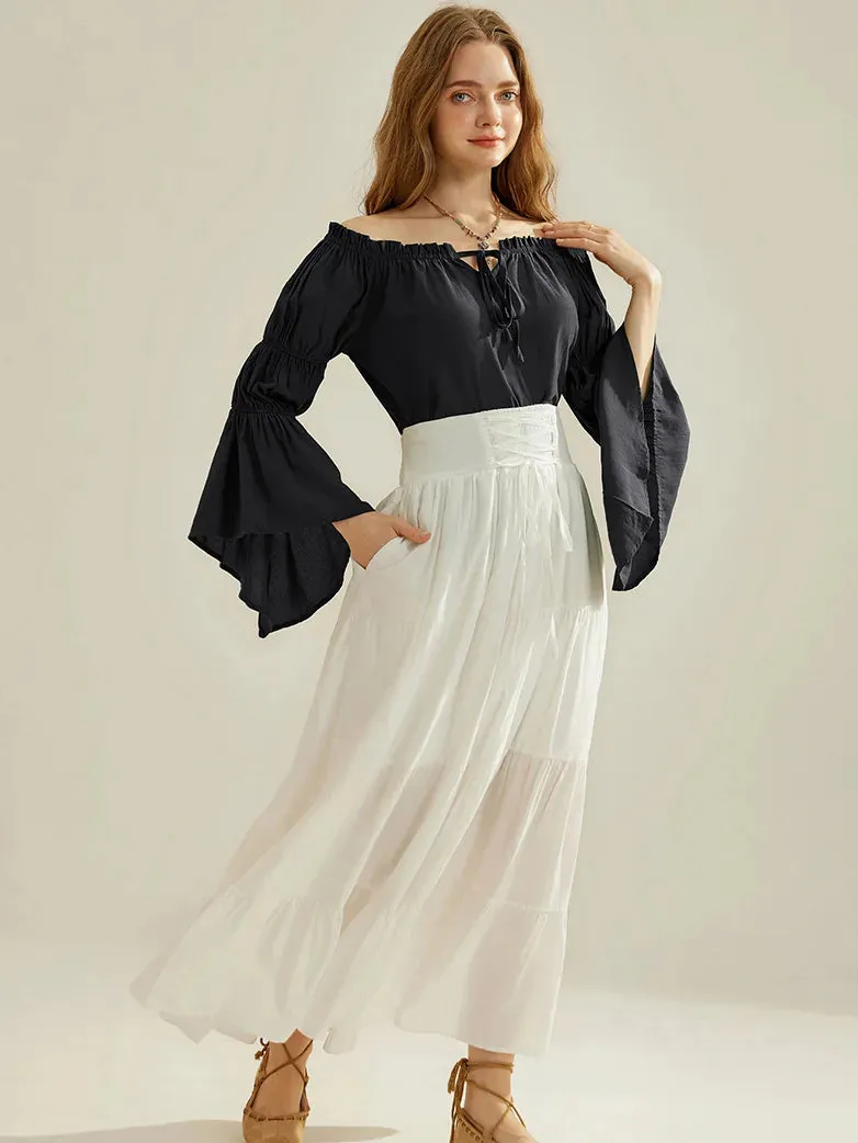Renaissance Off Shoulder Tops Long Virago Sleeve Tops