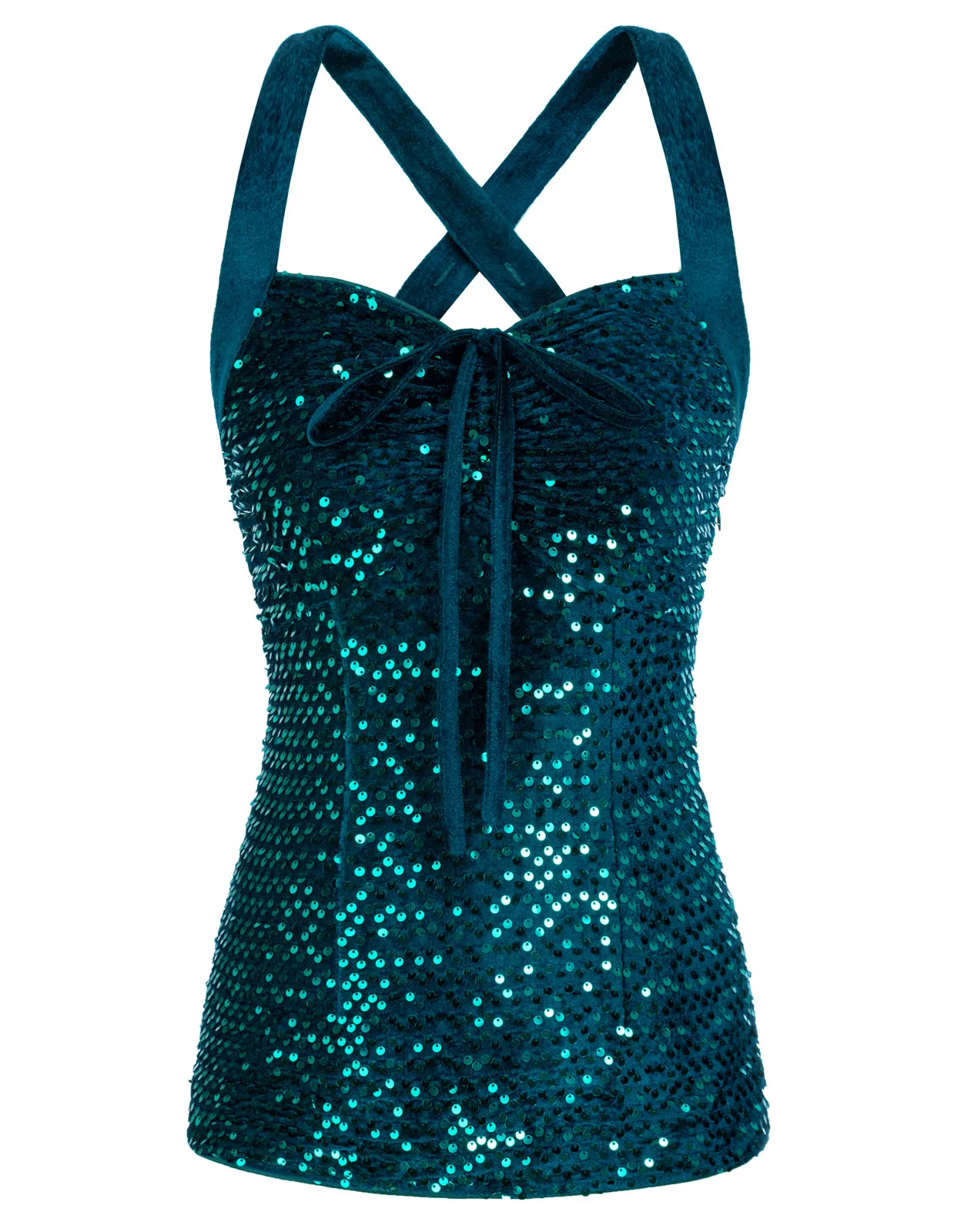 Seckill Offer⌛Sparkly Sequin Tops for Women Velvet Strappy Camis Tank Tops Night Party
