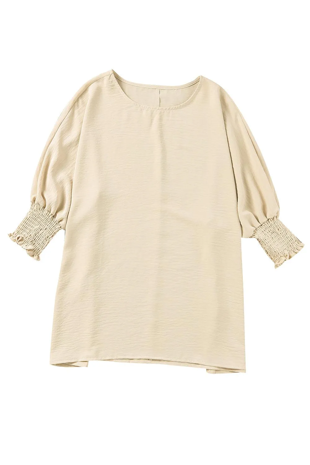 Smocked Wrist Shift Top Blouse for Women - Apricot