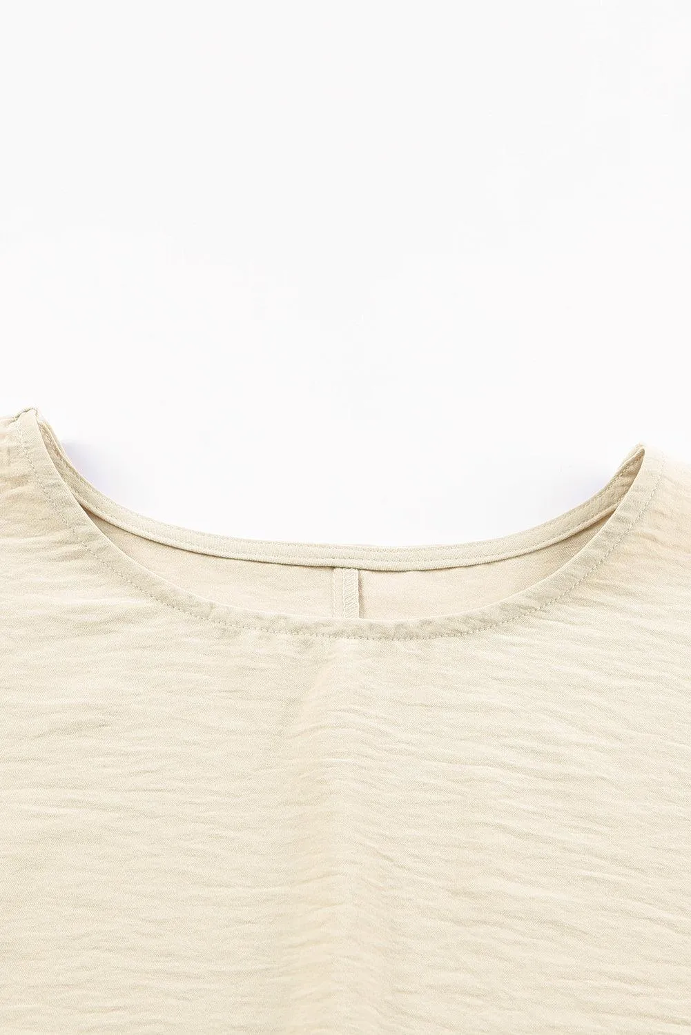 Smocked Wrist Shift Top Blouse for Women - Apricot