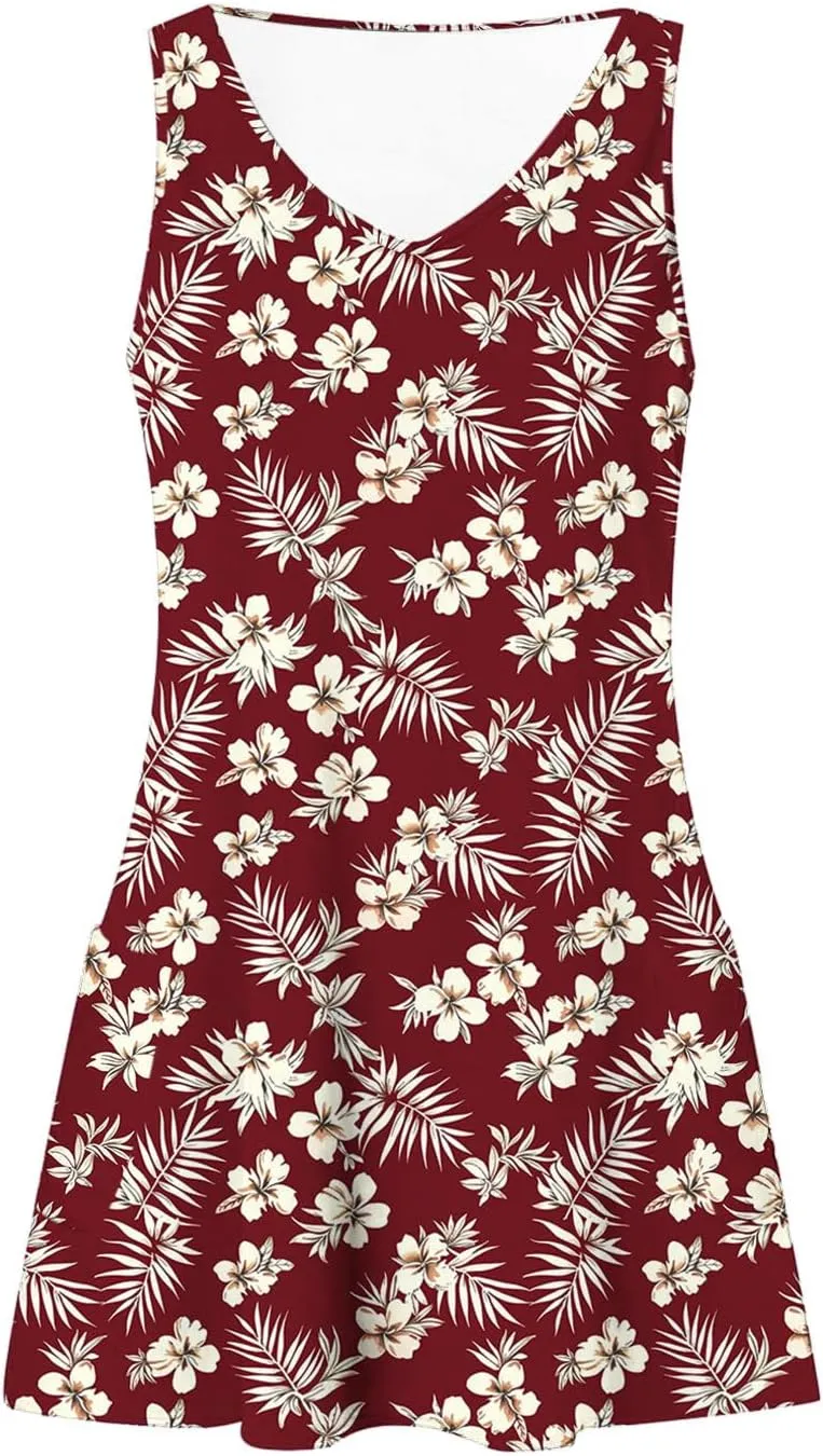Summer Dresses for Women 2025 Beach Vacation Sundresses Plus Size Hawaiian Dresses Floral Print Boho Tank Dress