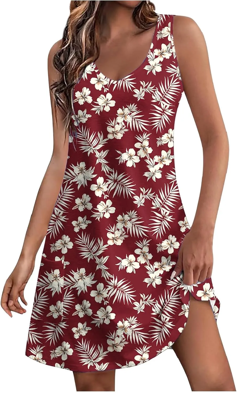 Summer Dresses for Women 2025 Beach Vacation Sundresses Plus Size Hawaiian Dresses Floral Print Boho Tank Dress