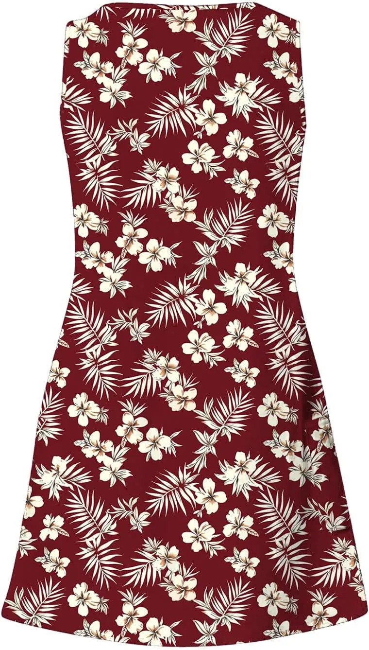 Summer Dresses for Women 2025 Beach Vacation Sundresses Plus Size Hawaiian Dresses Floral Print Boho Tank Dress