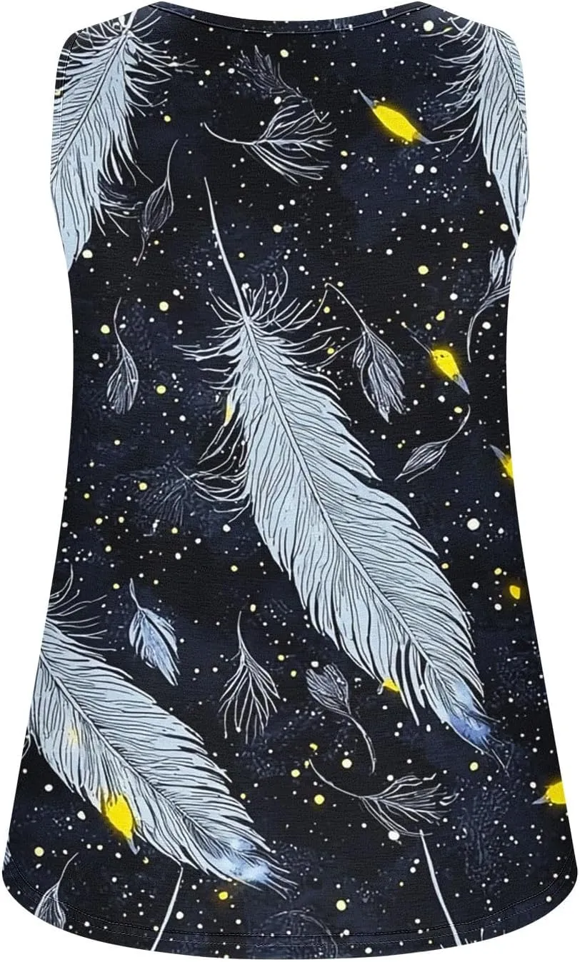 Summer Tank Tops for Women 2025 Printed V Neck Sleeveless Casual Tunic Camisole Soft Beach Vacation Dressy Tank Top