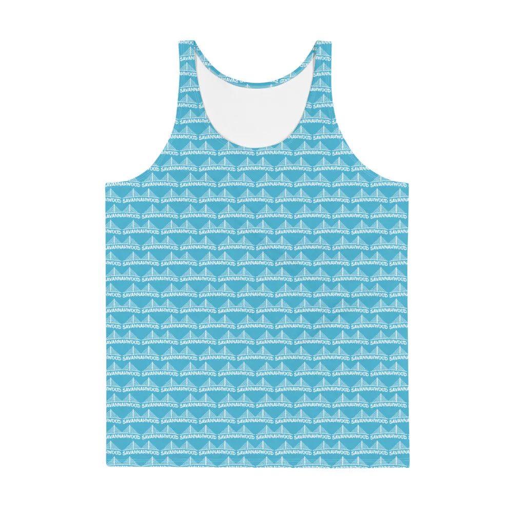 Unisex Tank Top Blue and White