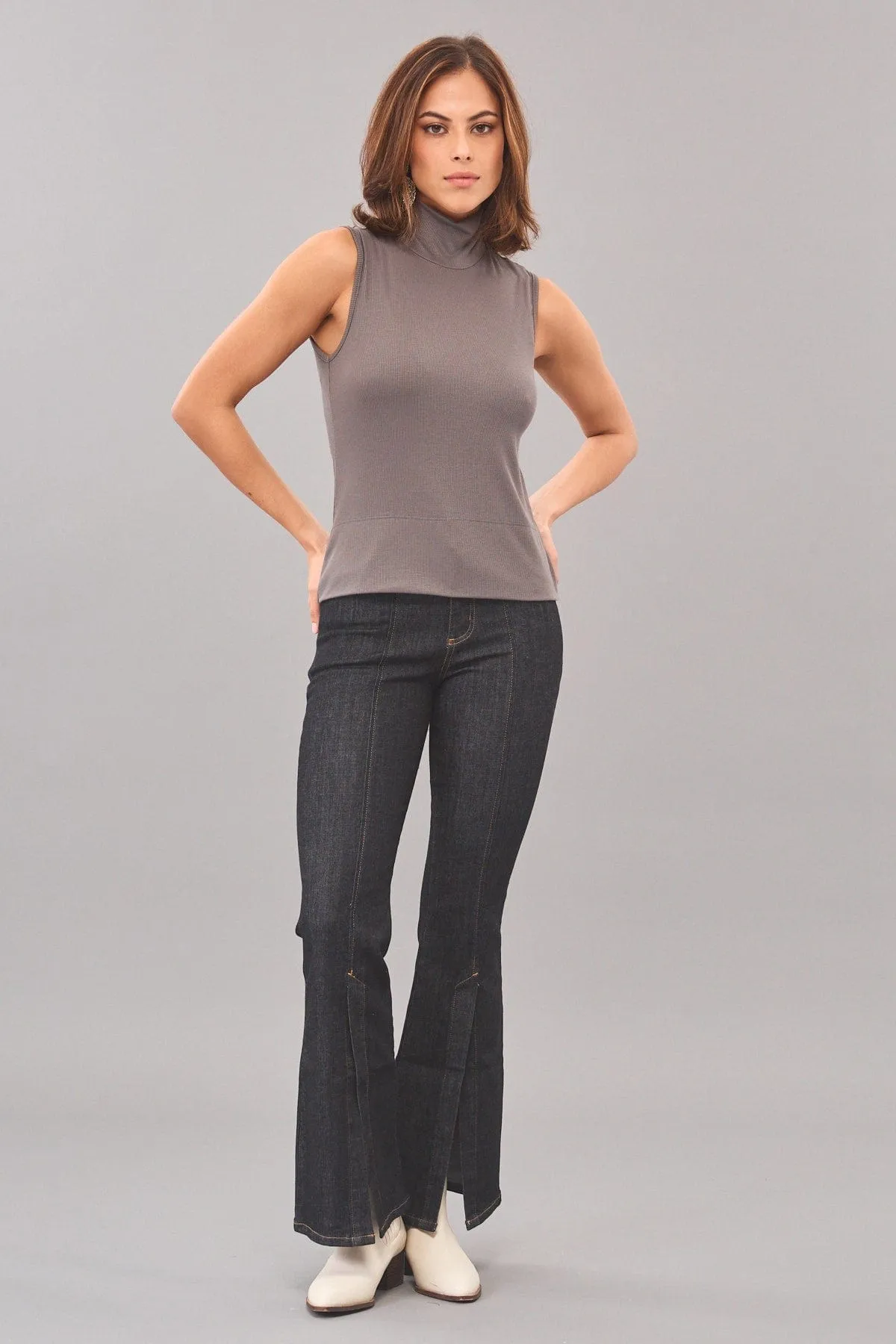 Wide Hem Rib-Knit Top