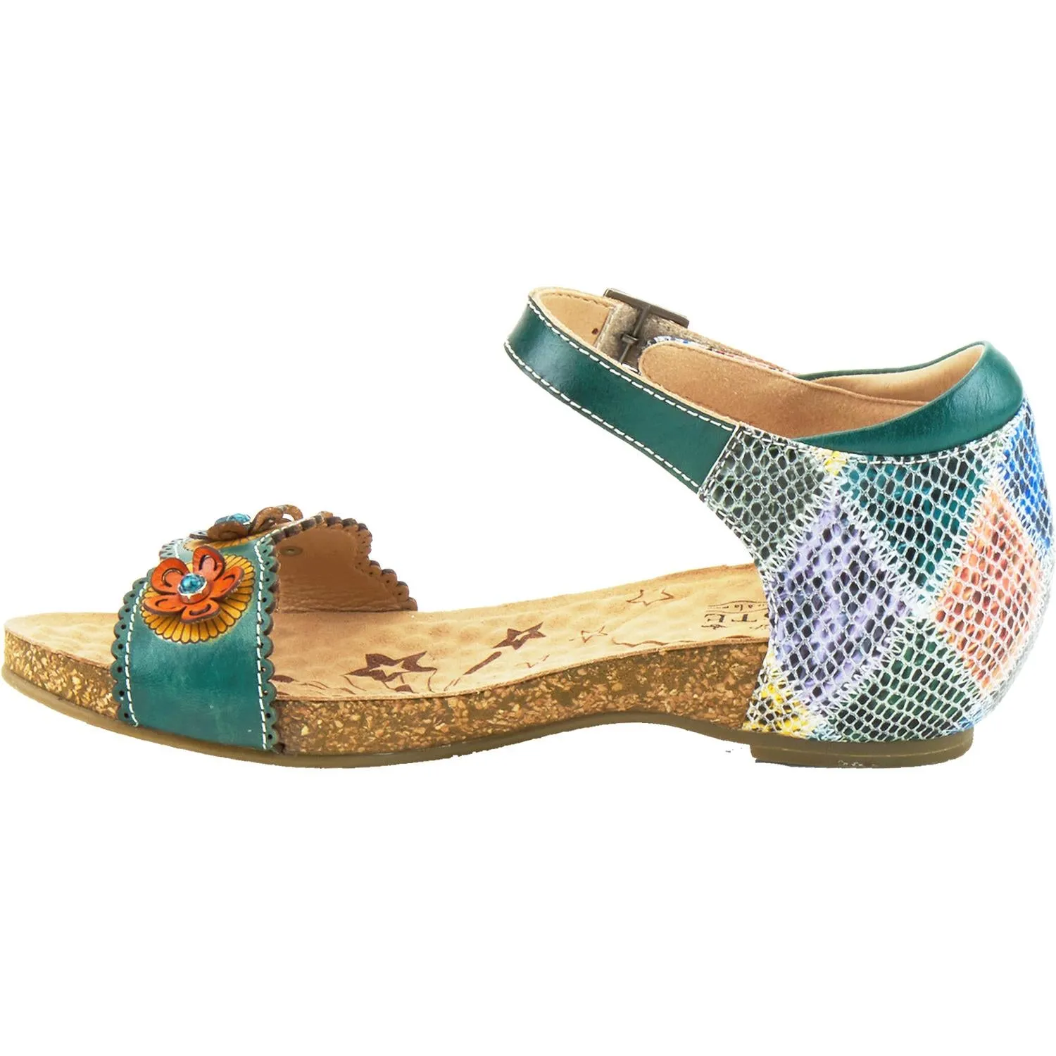 Women's Spring Step Meliza Teal Multi Leather